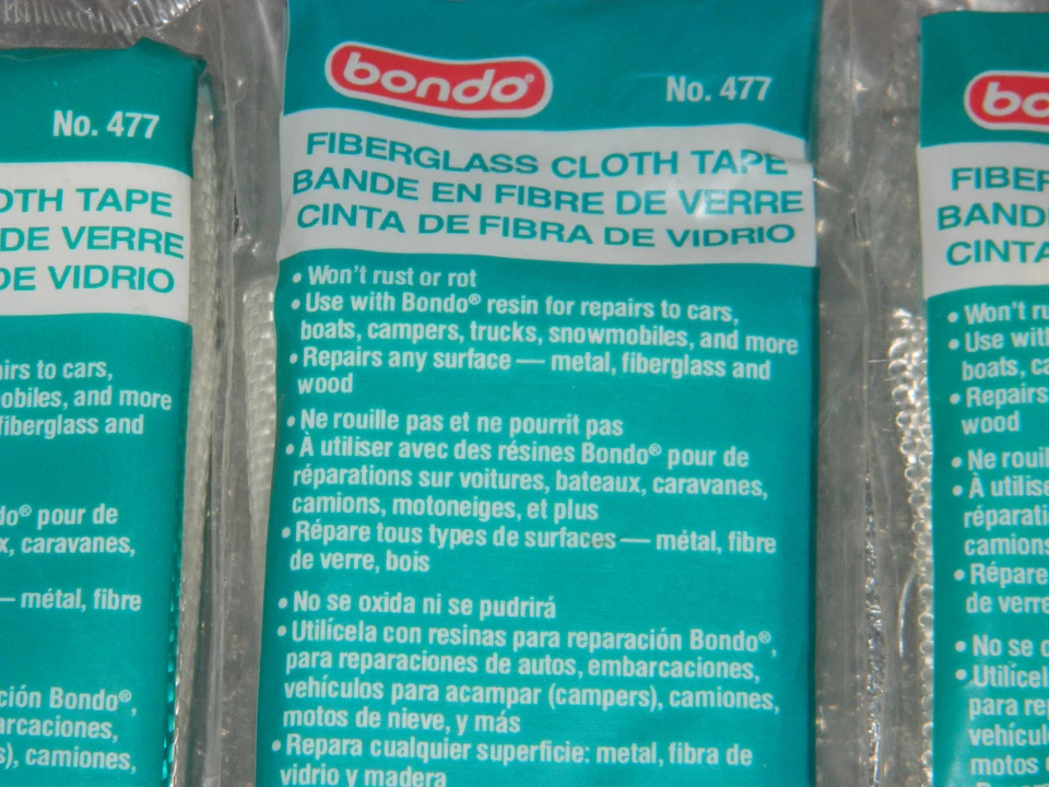(5) PACKS NUEVOS BONDO N.º 477 CINTA DE TELA DE FIBRA DE VIDRIO 4" X 72" BLANCA PEGABLE Foto 2 de 4