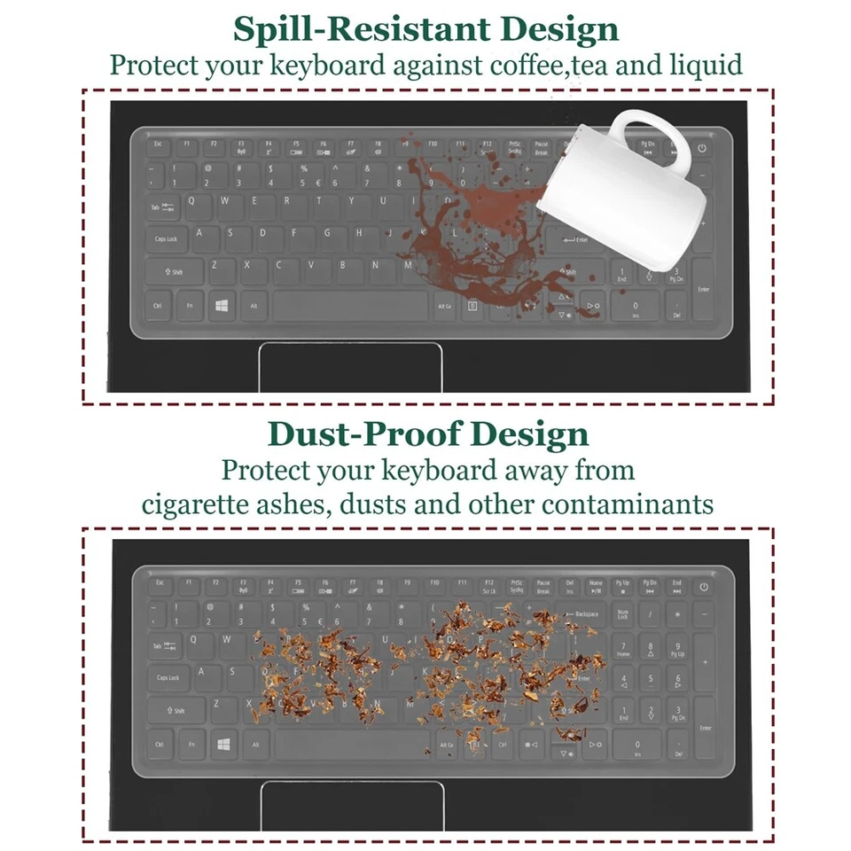 Clear Waterproof Silicone Keyboard Cover Protector Skin for 15"-17" Laptop PC - Image 4 of 4