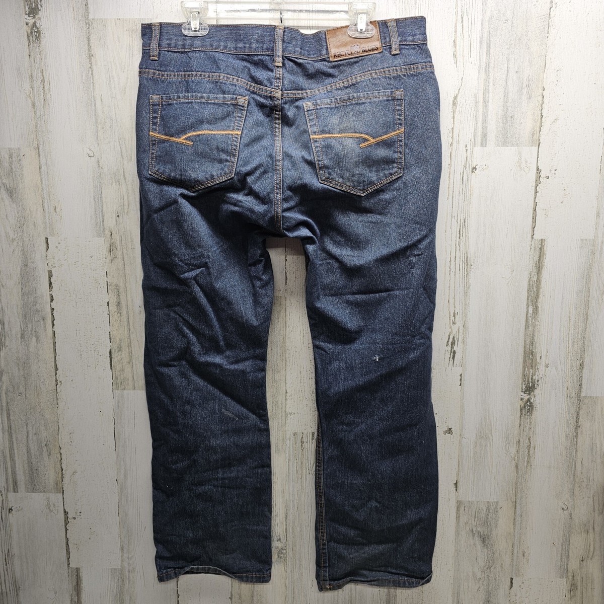 パンツ Recycle Cotton Used Slim Straight Denim RECYCLED BLUES Slim Jeans Mens 36x30 Straight Leg Blue Demin