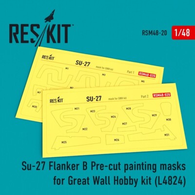 Reskit 1/48 Su-27 Flanker B PreCut Painting Paint Masks For Great Wall Hobby GWH