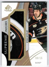 19/20 2019 SP GAME USED RYAN GETZLAF PA-RG SUPREME PATCHES /15 ANAHEIM DUCKS
