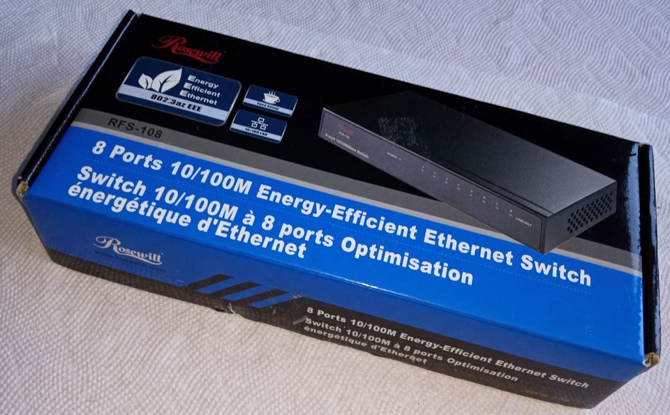 Rosewill 8 Port 10/100 Mbps Switch RFS-108 RJ-45 Connectr Supports Nway Protocol - Image 2 of 4
