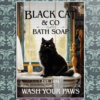 Badezimmer Wandkunst, Hunde Katzen in Badewannenposter, 19 beliebte Hunderassen + schwarze Katze
