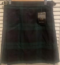 James Pringle Weavers Skirt Blue Size 10 Kilt Tartan Check Green Blue Wool