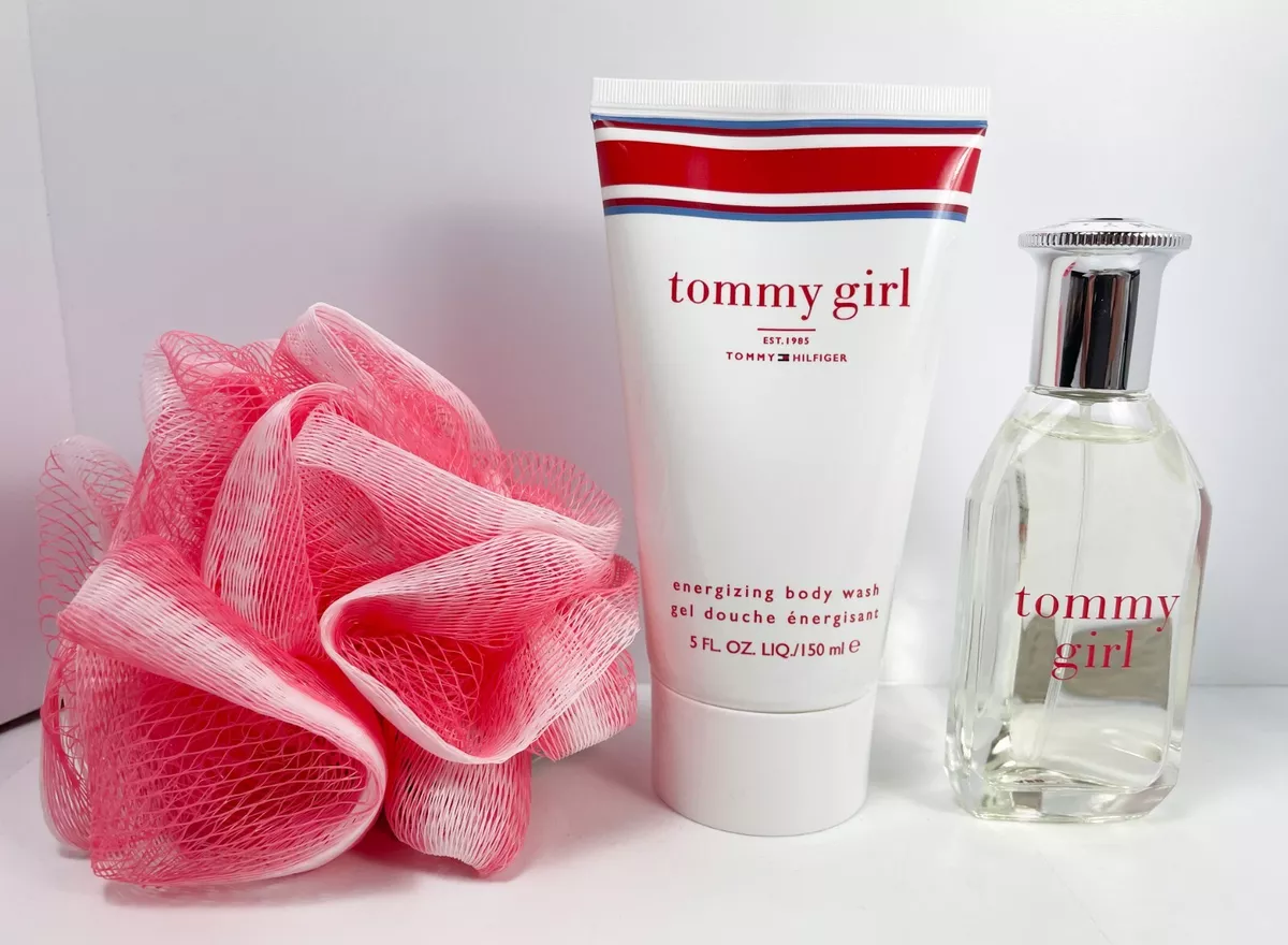 New TOMMY HILFIGER Tommy Girl Eau De Toilette + Body Wash 5 oz + Bath Pouf | eBay