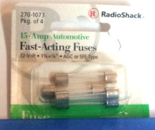 Radio Shack 270-1073 Pack of 4 Automotive Fast Acting Fuses 15 Amp  NEW