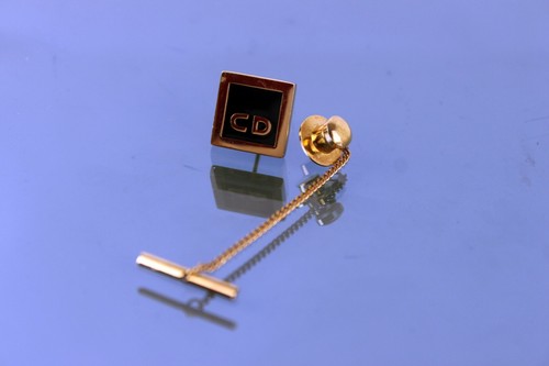 Authentic Christian Dior CD Gold Tone Black Pin Brooch Accessories Used Germany - Picture 3 of 12