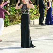 sherri hill black beaded prom dress size 8