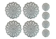 4 Placemats 4 Coasters Set Christmas Snowflake Festive Silver Felt Table Drinks