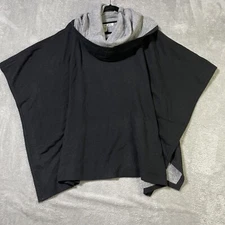 Michael Stars Poncho One Size Black Gray Cowl Neck Poncho Sweater