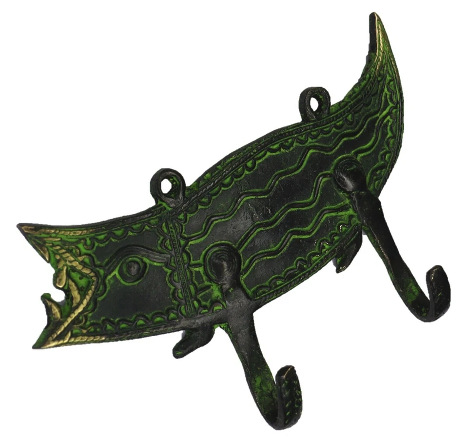 Crocodile Shape Antique Style Handmade Brass Key Towel Cloth Wall Hanger Hook - Bild 3 von 4