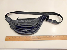 1980S-90S GENUINE LEATHER Front VINYL Back FANNY PACK by MUNDI - 2 Zippers