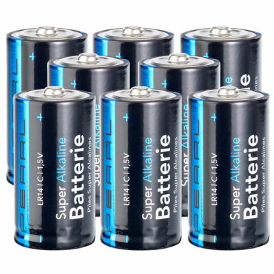 PEARL Batterien LR14: 8er-Set Super Alkaline Batterien Baby Typ C, 1,5 Volt