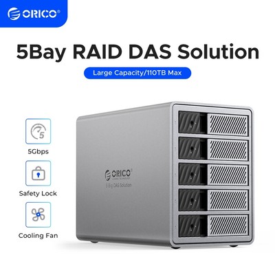 ORICO RAID DAS Solution 5 Bay Hard Drive Enclosure USB3.0 Dock Pro Series Alu