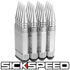SICKSPEED 16 PC POLISHED 5 1/2" LONG SPIKED STEEL EXTENDED LUG NUTS RIMS 14X1.5