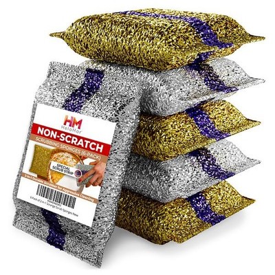 6 Pack Dish Wash Sponges For Kitchen Heavy Duty Non Scratch Dish Sponge Wire Spo