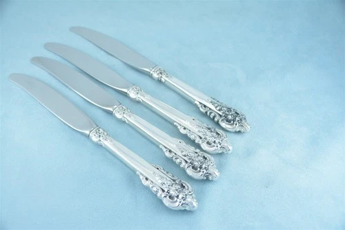 4 Wallace Grande Baroque Sterling Silver 9" HH Dinner Knife No Monogram
