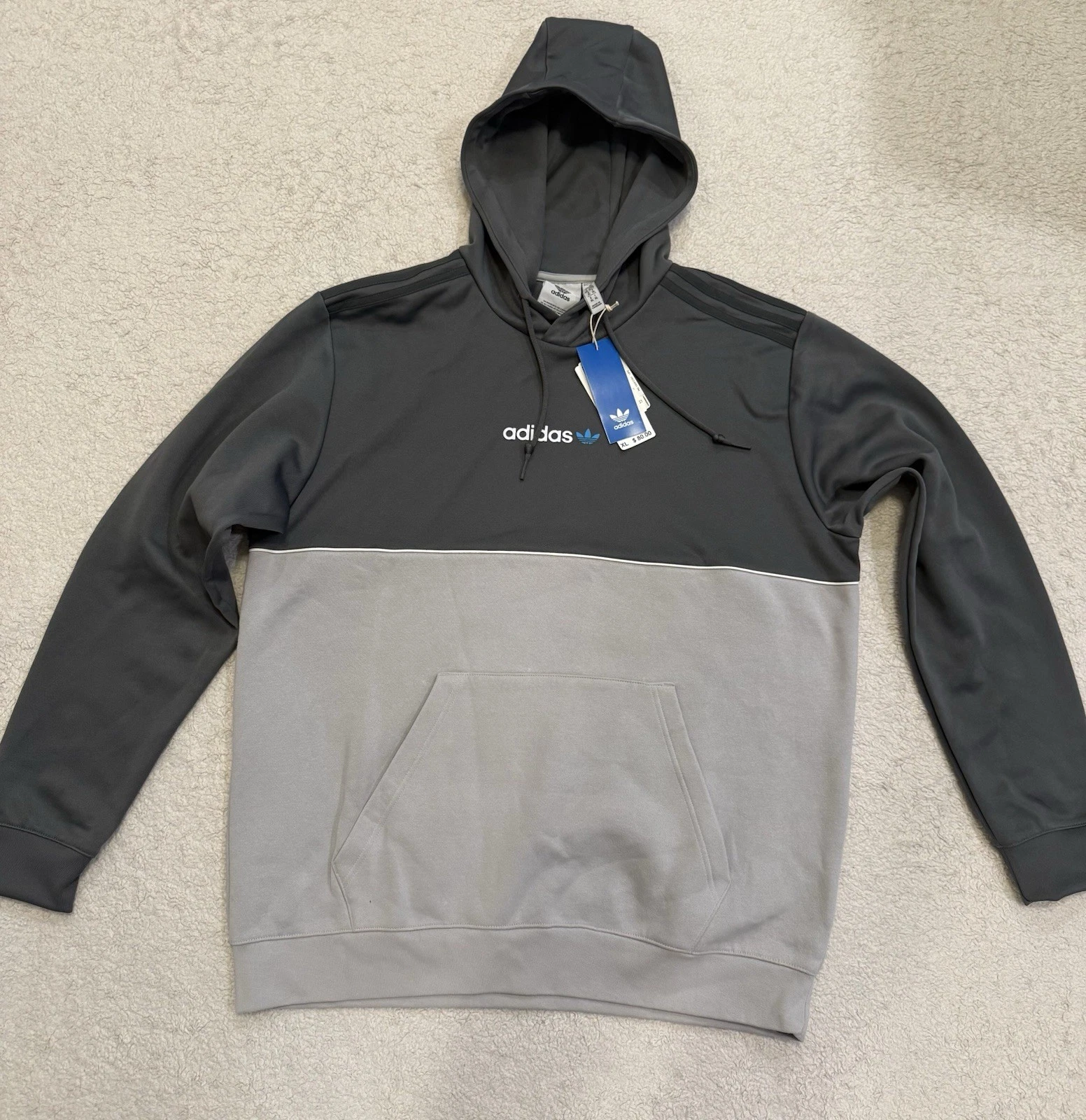 Men's Gray Adidas Pullover Hoodie - Size XL
