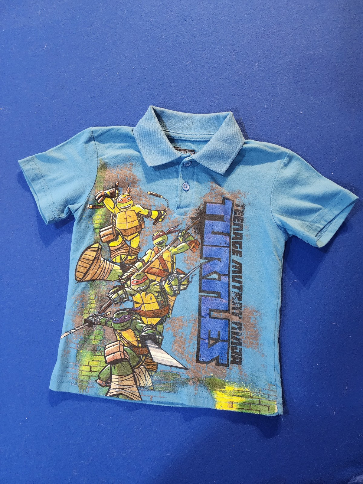 NICKELODEON BOYS POLO STYLE SHIRT TEENAGE MUTANT NINJA TURTLES SIZE 4T (Bag299)