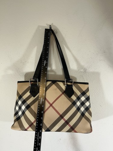Burberry super nova tote check plaid black patent leather shoulder bag purse - Picture 17 of 19