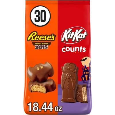 Kit Kat and Reese's Assorted Milk Chocolate, Halloween Candy Bag, 18.44 oz