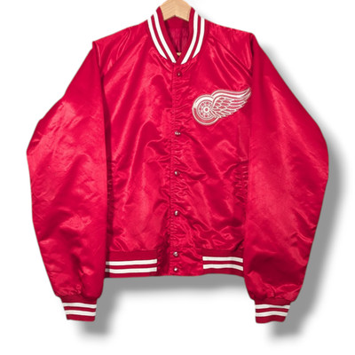 Vintage Detroit Red Wings Chalk Line Jacke Herren Large Nylon Varsity USA 80s NHL