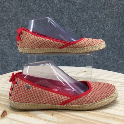 UGG Shoes Womens 9 Indah Burlap Red Espadrille Comfort Ballet Flats 1004329