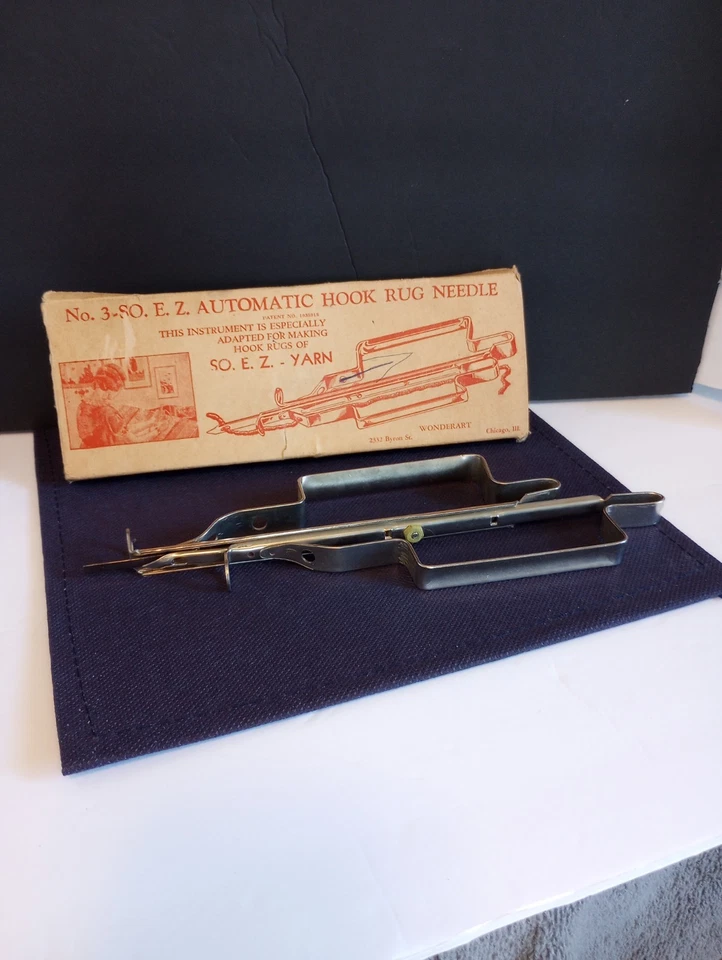 Vintage Automatic Hook Rug Needle Directions On The Box No. 3-SO, E Z, Wonderart - Image 3 of 3