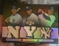 Topps 2007 Triple Threads Sepia Triple Relic A-Rod Rivera Matsui Yankees /27