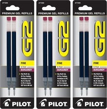  Free Duty Tax Pilot G2 Gel Ink Pen Refills, Fine Point, 0.7mm, Burgundy In