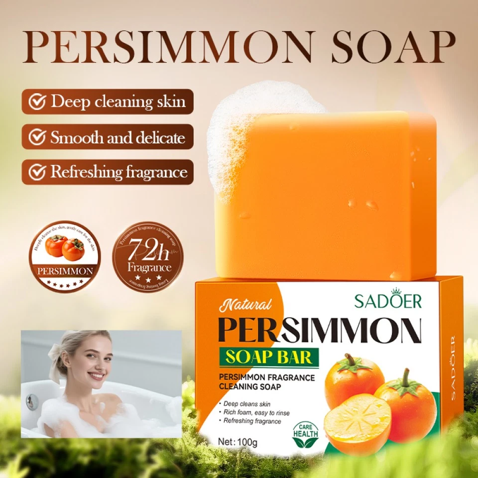 20x Persimmon Soap Bar for Old People Smell, Natural Body Odor Control Bar Soap - Image 3 of 4
