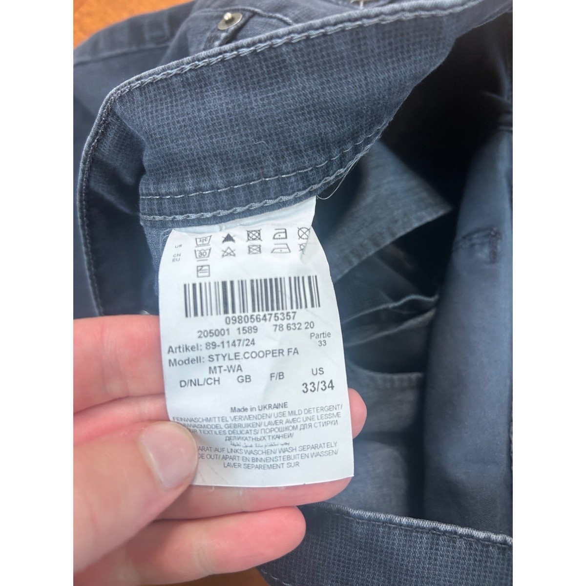 Brax Cooper Fancy Regular Fit Pants Mens 33x34 Blue Textured Straight Leg View 5
