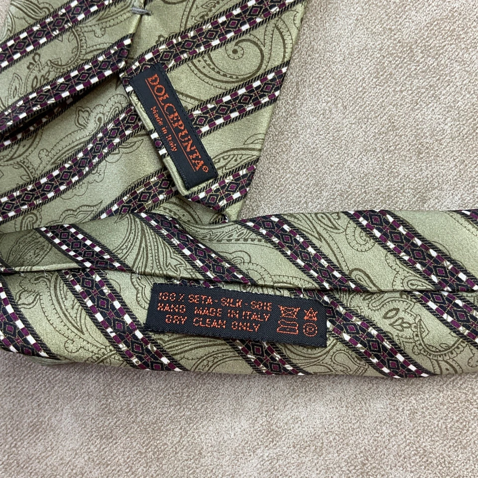 Corbata Dolcepunta 100% seda hecha a mano en Italia lujo cachemir a rayas Foto 3 de 4