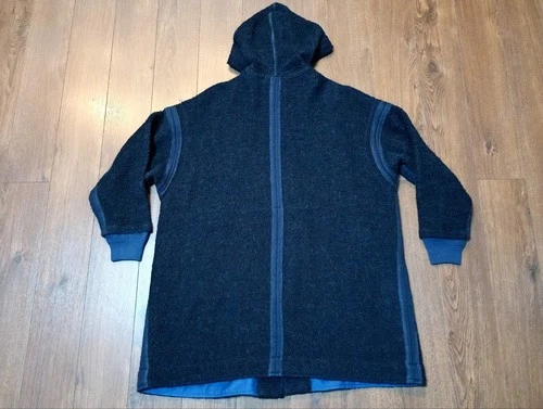 45R by 45RPM BOA FLEECE HOODED COTTON & WOOL NAVY BLUE COAT #7112065 - SIZE 1 image 2