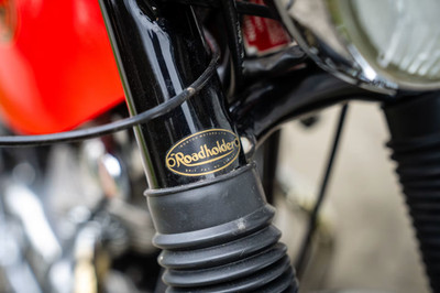 Norton Motors LTD Roadholder fork cover gold/black sticker 1962-7 Atlas 650 pair