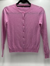 J Crew Women 100 Cashmere Crew Neck Cardigan Sweater Sz XXSmall Pink Soft