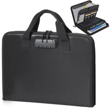 Accordion File Organizer with Combination Lock,Fireproof Expanding File Folde...