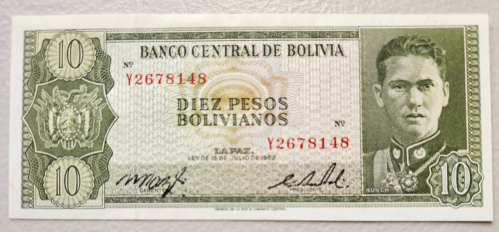 Bolivia 10 Pesos 1962