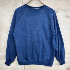 Vintage 70s Raglan Crewneck Sweatshirt Distressed Thrashed Grunge 21 x 26