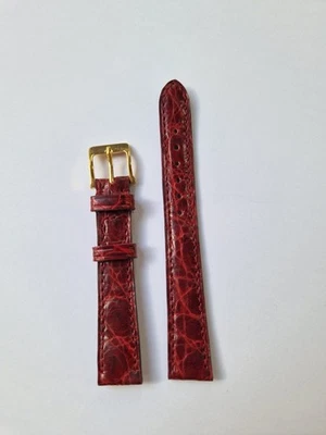 Bracelet de montre 14 mm Camille Fournet cuir de croco rouge foncé Strap 14 mm - Photo 1/4
