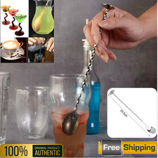 Stainless Steel Cocktail Mixing Spoon Mixer Masher Muddler Twist Stirrer Bar NEW