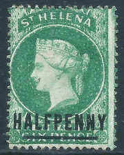 St Helena, Sc #33, 1/2d on 6d, MH