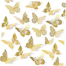 3D Butterfly Wall Decor - 48 Pcs, 4 Styles, 3 Sizes, Gold 48 Pcs, Gold