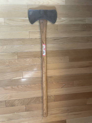 Vintage Plumb Double Bit Axe Woodworking Tool 36" Wooden Handle USA