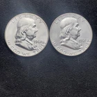 1960 & 61 Franklin Half dollars, U.S. Proof coins, 90% silver, Estate sale #0188