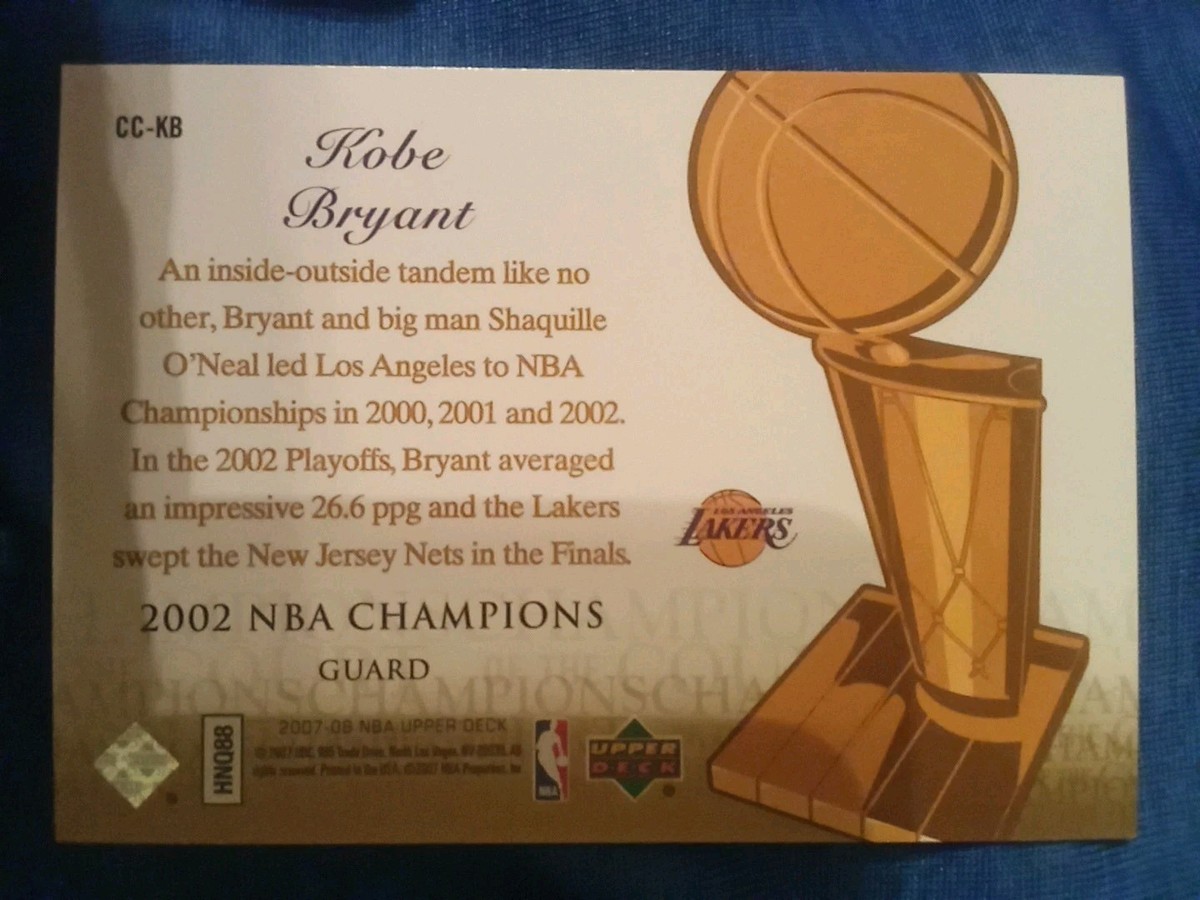 RARE WHITE READ 2007-08 Upper Deck #CC-KB Kobe Bryant Champions of