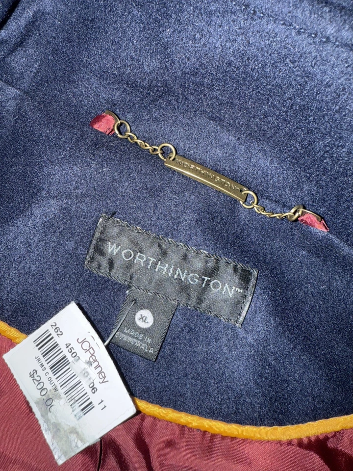 Abrigo para mujer WORTHINGTON azul marino doble botonadura botón guisante XLarge Foto 4 de 4