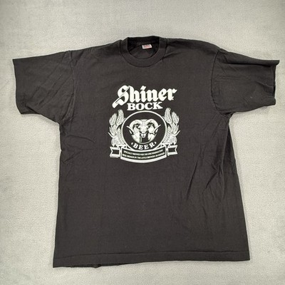 Vintage Shiner Bock Beer Logo Shirt XL Short Sleeve Tee Single Stitch Black