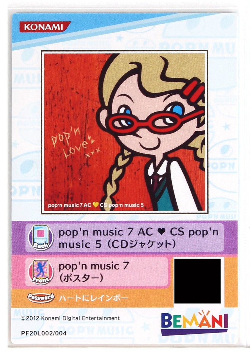 Pop'n Music Card PF20L002 7 KONAMI Japan Game Character | eBay