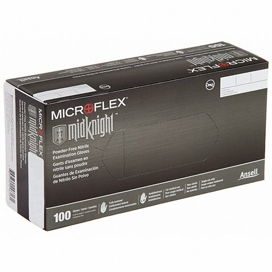 Ansell MICROFLEX MK296 MidKnight Nitrile Gloves Black, Size M for